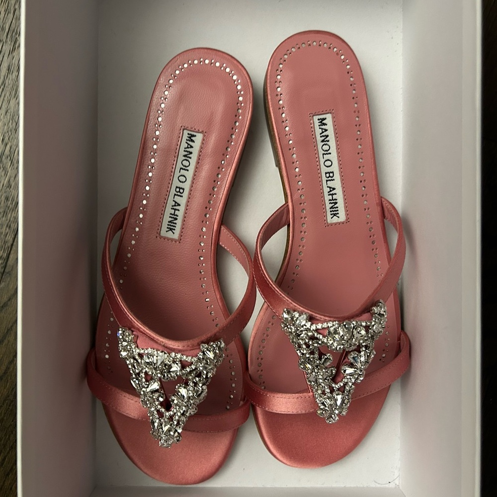 Manolo Blahnik Pink Satin Sandals